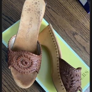 Jack Rogers Capri Slide Open Toe Cognac Size 8